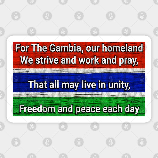 Gambia Flag  gambian national anthem Magnet by Tony Cisse Art Originals